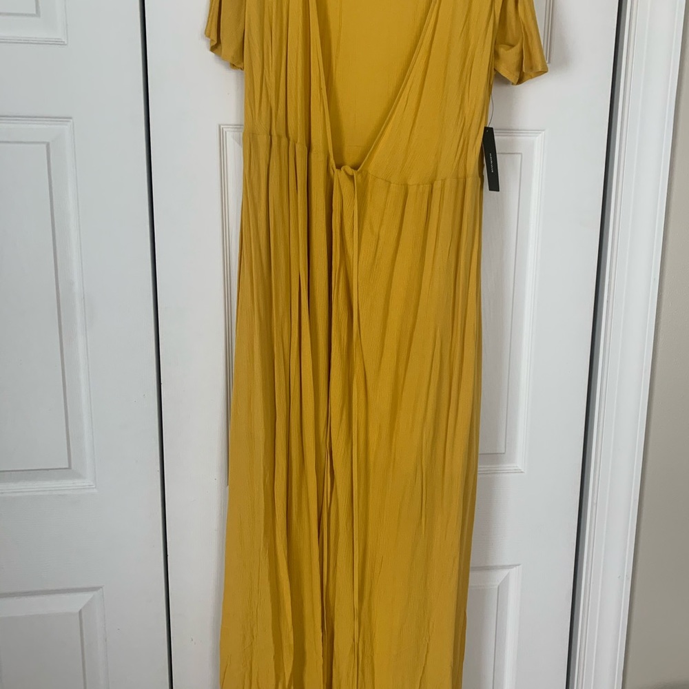 Yellow wrap long maxi dress